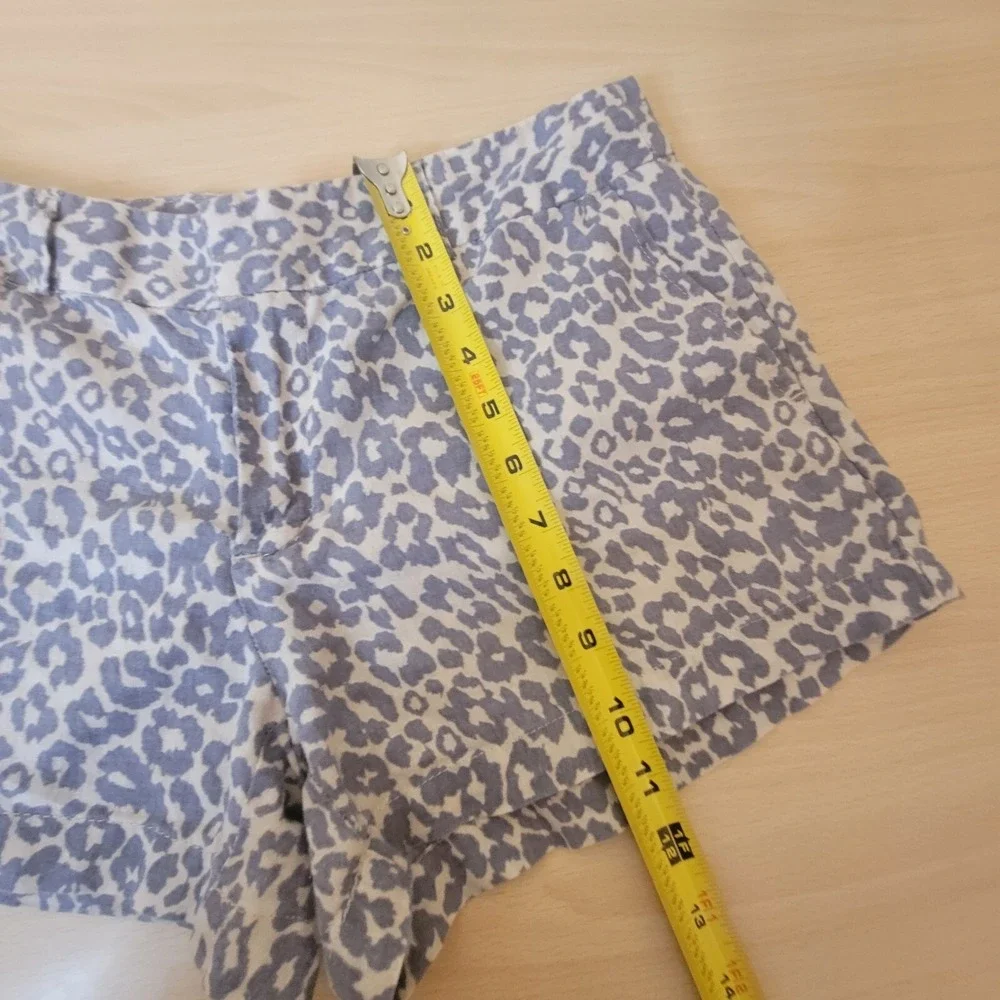 Cynthia Rowley Animal Print Chino Shorts Grey Cream Leopard 3